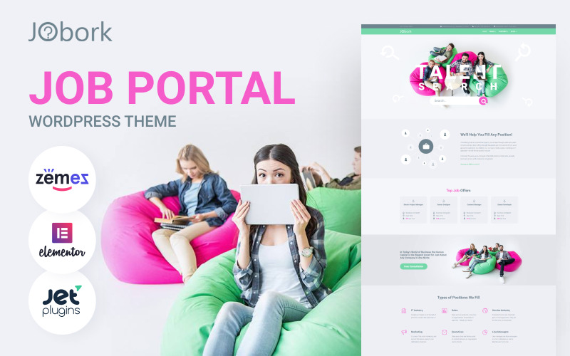 Jobork - Thème WordPress pour portail d'emploi et site de recrutement