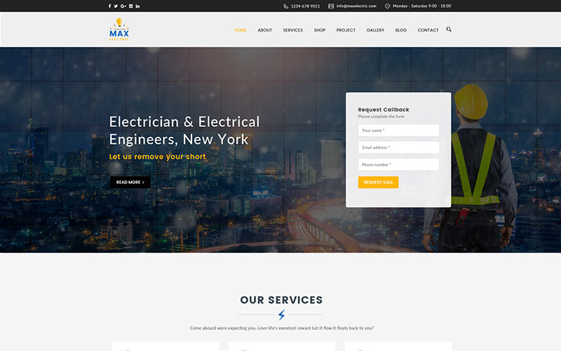 Max Electric - тема WordPress для электриков