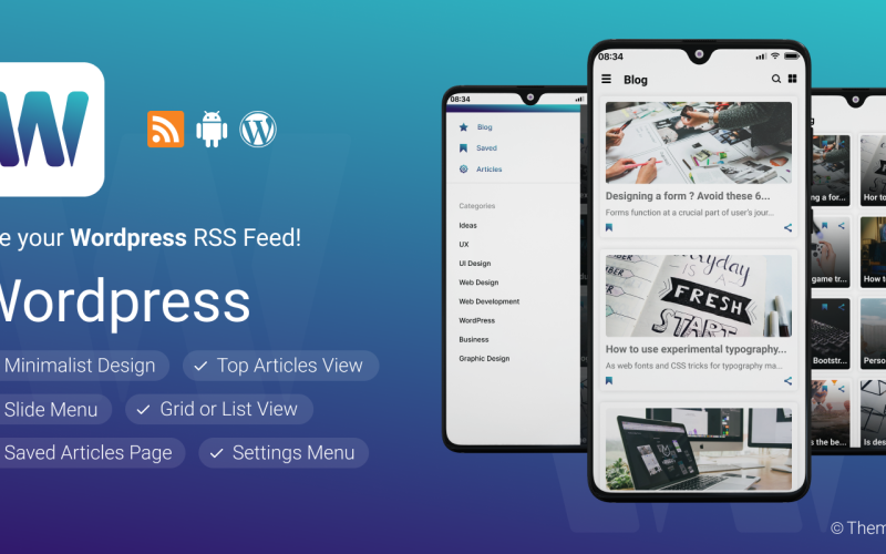 Wordpress - szablon aplikacji wiadomości na Androida