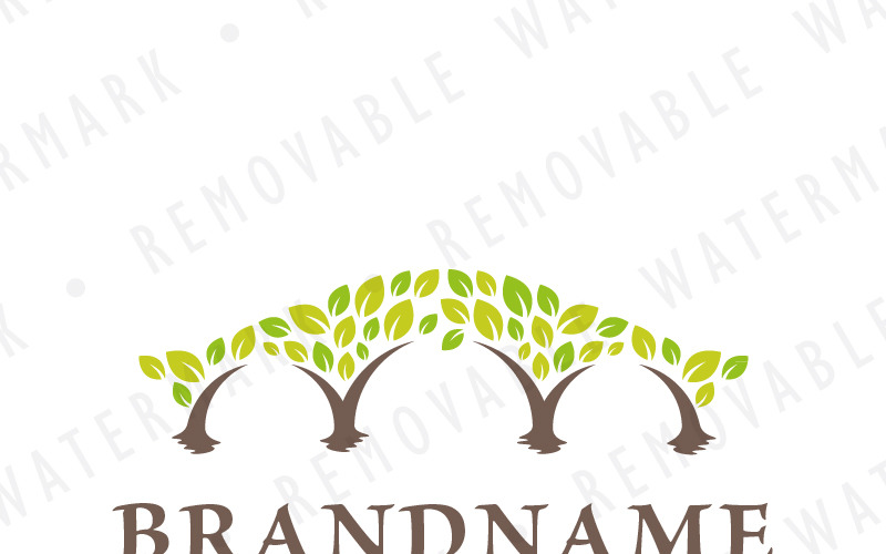 Download Шаблон логотипа "Bridge of Trees Logo Template" / Bridge of Trees Logo Template - Шаблон логотипа на тему графика tree nature wave leaf water river forest bridge development arc arch creativity alley root park boulevard connection logo design template