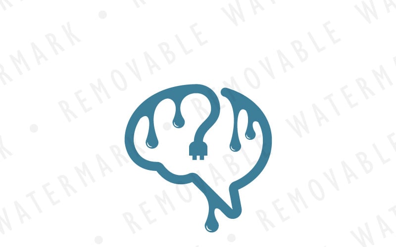 Download Шаблон логотипа "Ink & Wire Brain - Logo Template" / Ink & Wire Brain - Logo Template - Шаблон логотипа на тему графика social information energy creative idea solution question power ink connection think brain cable mind plug cord wire logo design template