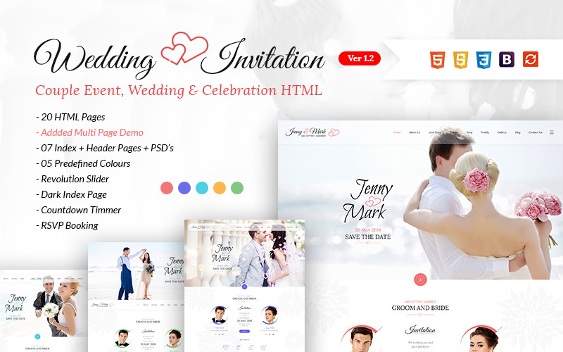 Invitación de boda - Plantilla de sitio web para eventos y celebraciones en pareja