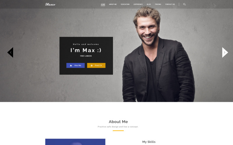 Max CV - Lebenslauf & persönliches Portfolio WordPress Theme
