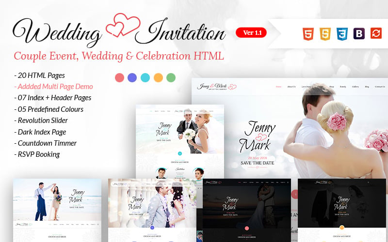 Modèle de site web pour invitation de mariage et célébration de couple
