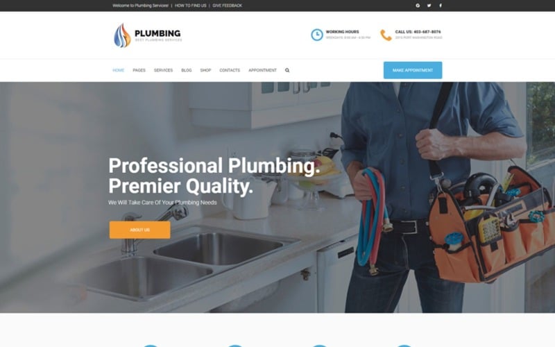 Plomberie - Thème WordPress pour agence de maintenance à domicile