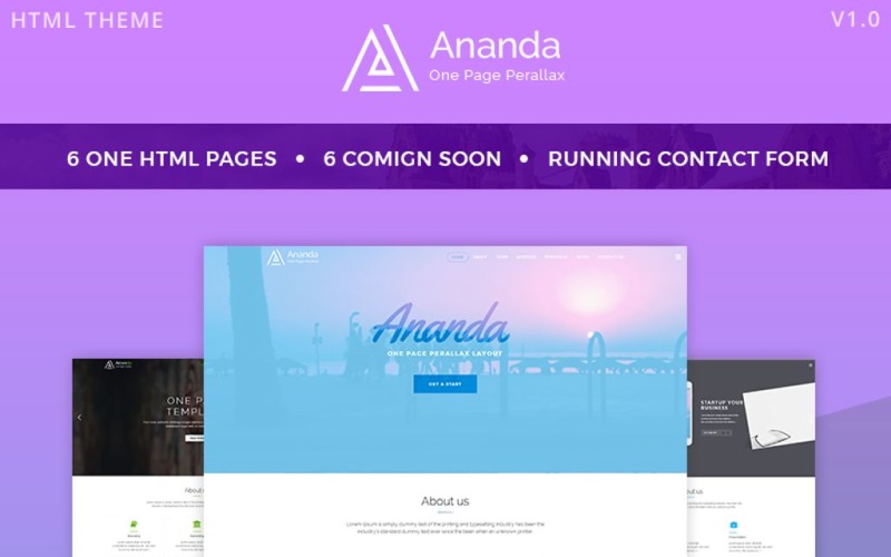 Ananda - en sida Parallax webbplats mall