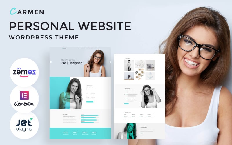 Carmen — Тема WordPress для личного сайта, посвященная дизайн-портфолио.