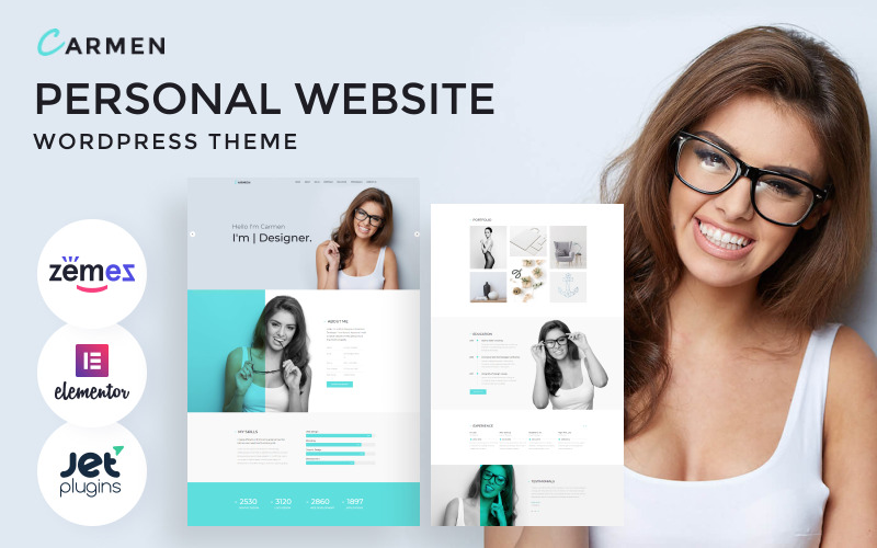 Carmen - Thème WordPress de portfolio de design pour site web personnel