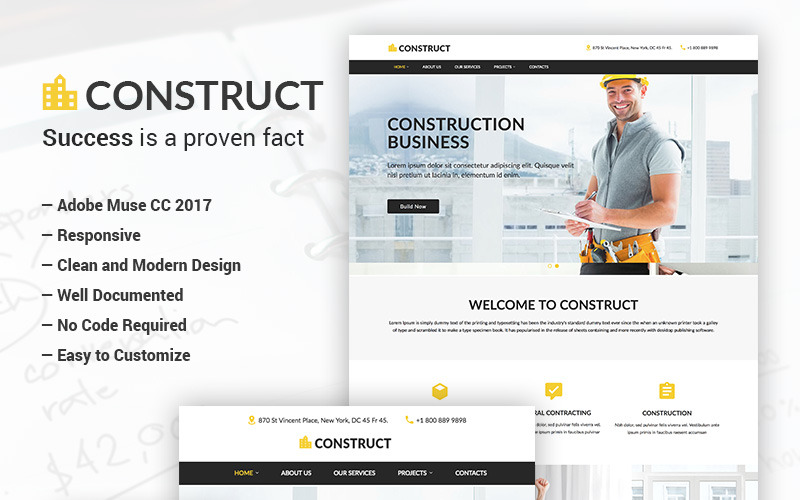 Construct - İnşaat İşletmesi Adobe CC 2017 Muse Şablonu