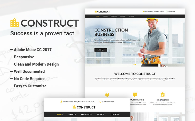 Construct - Plantilla Muse de Adobe CC 2017 para empresas de construcción