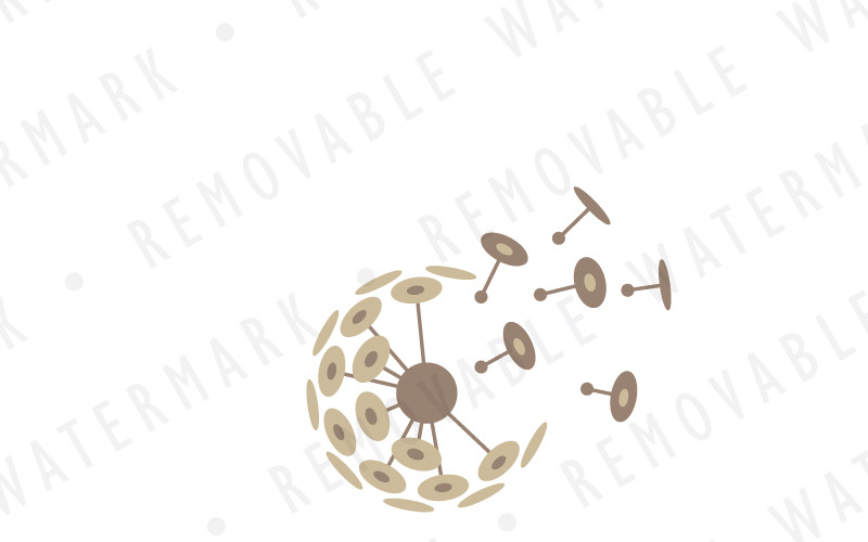 Download Шаблон логотипа "Crescent Moon & Dandelion Logo Template" / Crescent Moon & Dandelion Logo Template - Шаблон логотипа на тему графика plant art flower moon wind dandelion seed crescent bloom transformation decay falling apart surrealism night creative change logo design template