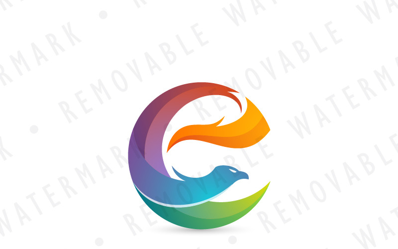 Download Шаблон логотипа "E Abstract Phoenix Logo Template" / E Abstract Phoenix Logo Template - Шаблон логотипа на тему графика phoenix e transformation power energy circle renewal rebirth resurrection fire wings bird legendary feather harmony moon logo design template abstract