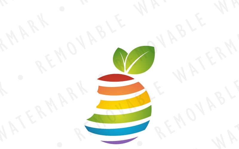 Download Шаблон логотипа "Fruit Globe Logo Template" / Fruit Globe Logo Template - Шаблон логотипа на тему графика globe world global food apple fruit colorful sphere planet grow belt zone eaten eat organic farm logo design template travel