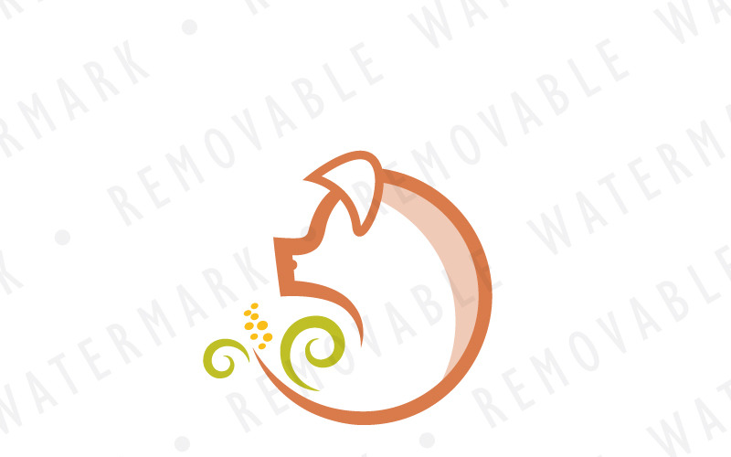 Download Шаблон логотипа "Piggy & Corn Logo Template" / Piggy & Corn Logo Template - Шаблон логотипа на тему графика animal circle leaf agriculture food farm meal piggy grow corn pig pork meat swine hog butchery organic logo design template