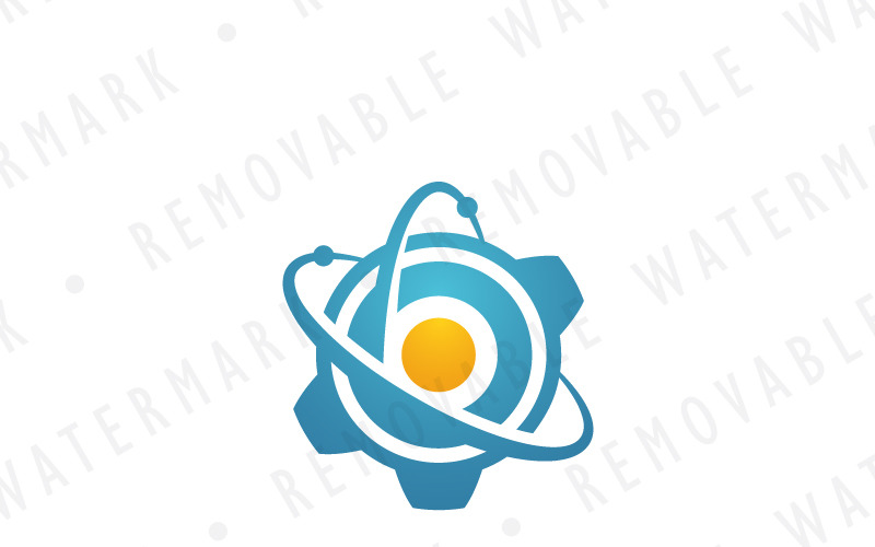 Download Шаблон логотипа "Quantum Engineering Logo Template" / Quantum Engineering Logo Template - Шаблон логотипа на тему графика atom science computer energy space research development core quantum future gear molecule engineering cog nuclear power technology logo design template