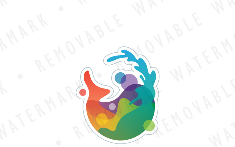 Download Шаблон логотипа "Whale Art Logo Template" / Whale Art Logo Template - Шаблон логотипа на тему графика animal art creative fish colorful abstract flow splash liquid artist drink stain whale beverage paint inspiration imagination logo design template