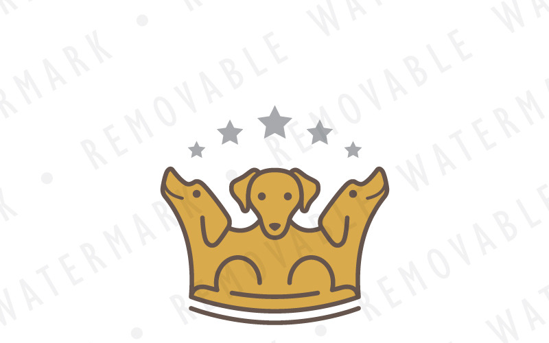 Download Шаблон логотипа "Crown of Three Dogs Logo Template" / Crown of Three Dogs Logo Template - Шаблон логотипа на тему графика animal dog pet jewelry gold royal star luxury triple three crown kingdom queen king hound smile creative logo design template
