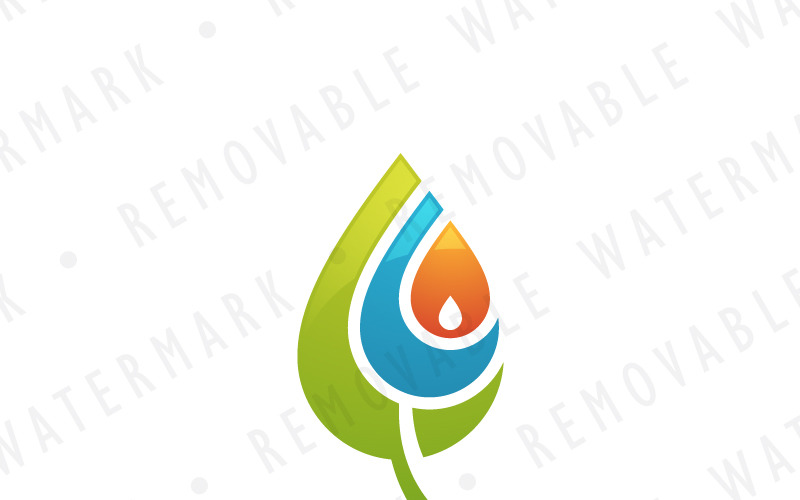 Plantilla de logotipo de hoja de energía renovable