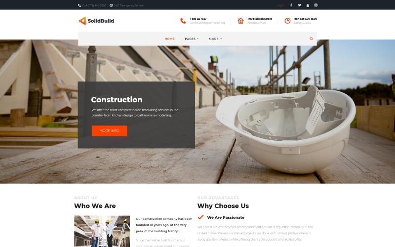 SolidBuild - Építőipari vállalat WordPress témája