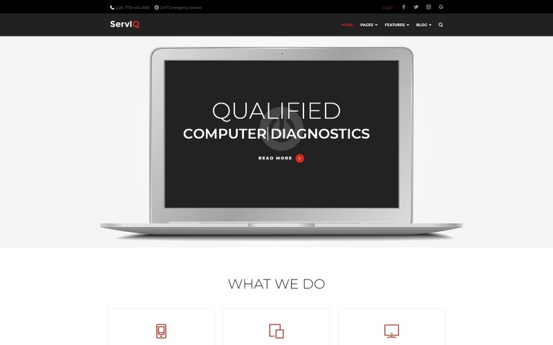 Tema WordPress per servizi di riparazione computer ServIQ