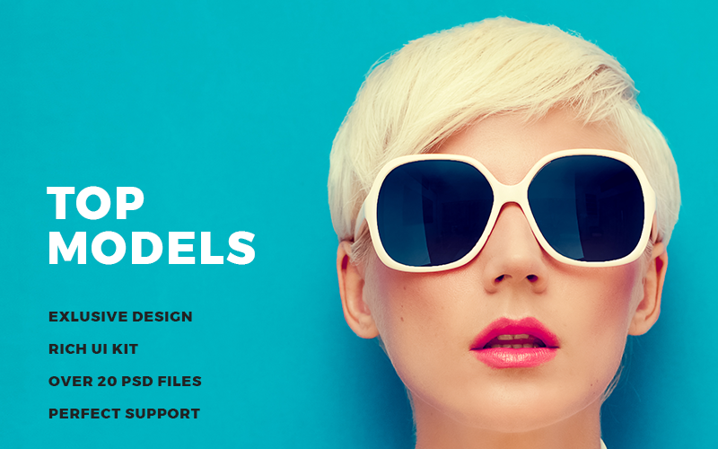 Download PSD шаблон "Top Models PSD Template" / Top Models PSD Template - PSD шаблон на тему магазин футболок agency models fashion actors litings directory classified woman man photography ads