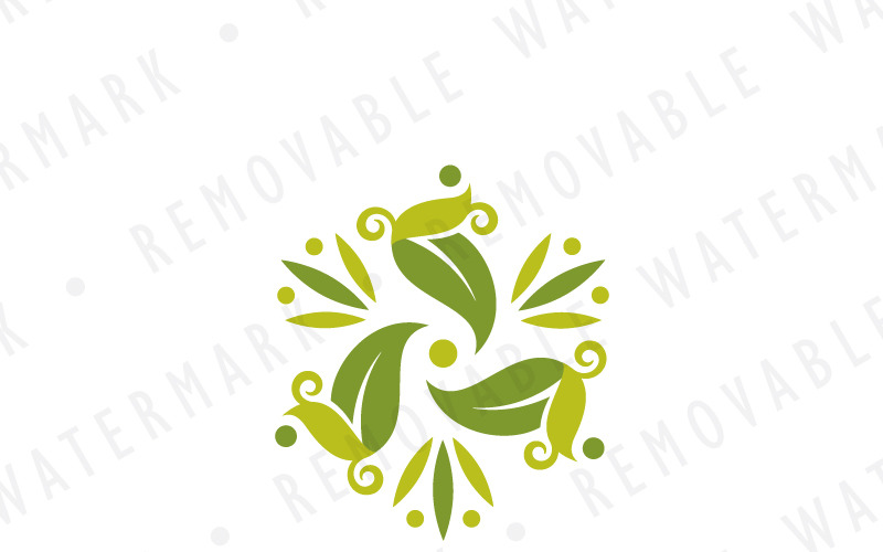Download Шаблон логотипа "Abstract Leaf Transformation Logo Template" / Abstract Leaf Transformation Logo Template - Шаблон логотипа на тему графика green circle leaf organic transformation abstract flower ring decoration tea ornament blossom herb native marijuana garden spa logo design template