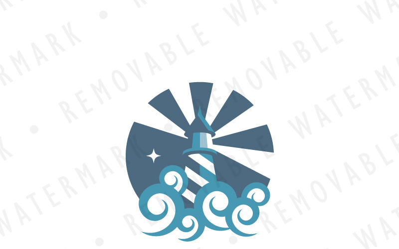 Download Шаблон логотипа "Beacon of Light Logo Template" / Beacon of Light Logo Template - Шаблон логотипа на тему графика wave water safety hope light signal sea guidance strength marine lighthouse storm risk harbor beacon adversity ocean logo design template