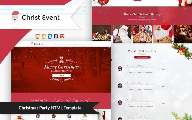 Christ Event - Plantilla de página de destino HTML para fiesta de Navidad