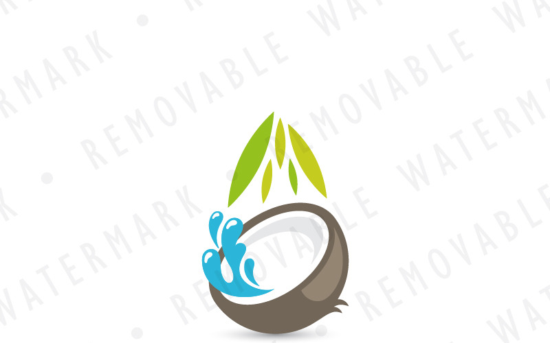 Download Шаблон логотипа "Coconut Water Logo Template" / Coconut Water Logo Template - Шаблон логотипа на тему графика nature leaf water natural organic healthy fruit cosmetics drop drink beverage tropical exotic milk oil coconut coco logo design template