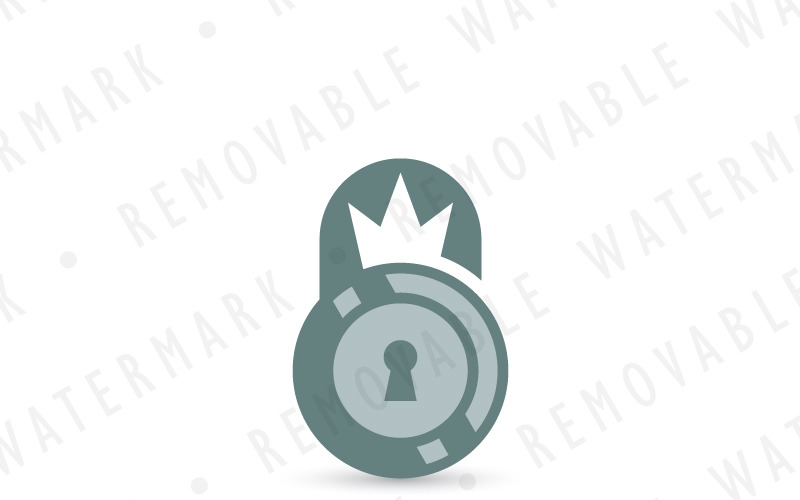 Crown Lock-beveiligingssjabloon Logo