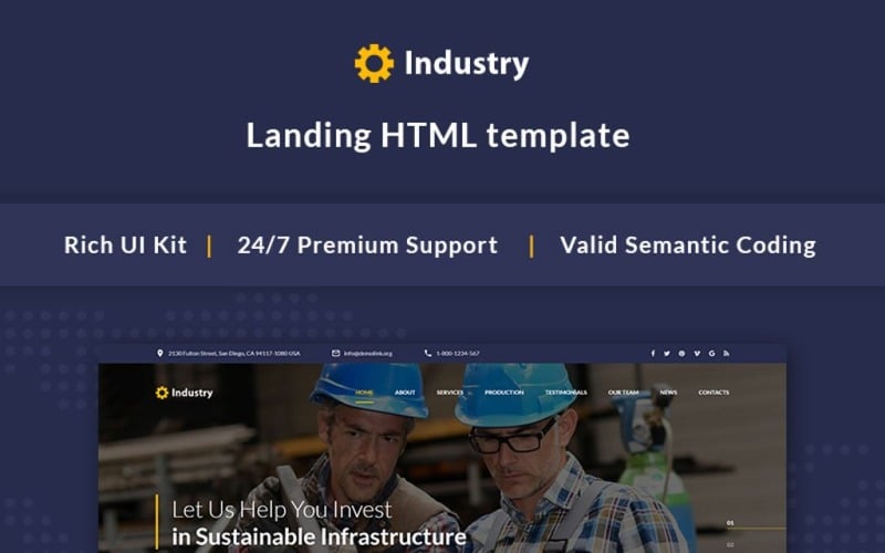 Industry - Industrial company Bootstrap Landing Page Template
