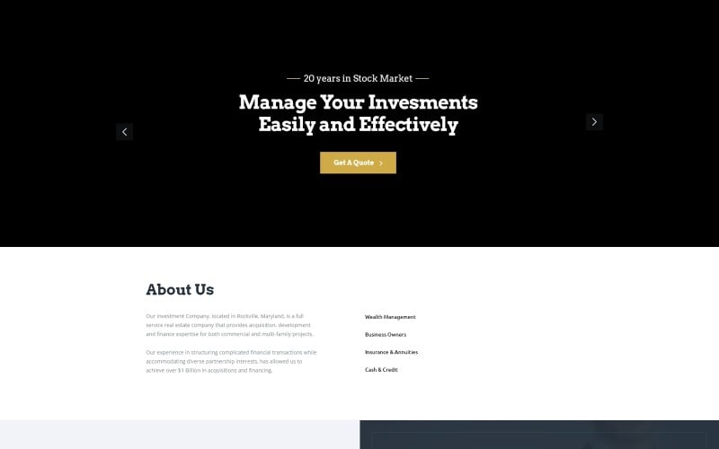 Investro - HTML5 шаблон целевой страницы инвестиционной компании