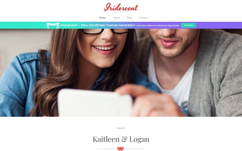 Iridescent - Álbum de casamento tema gratuito para WordPress