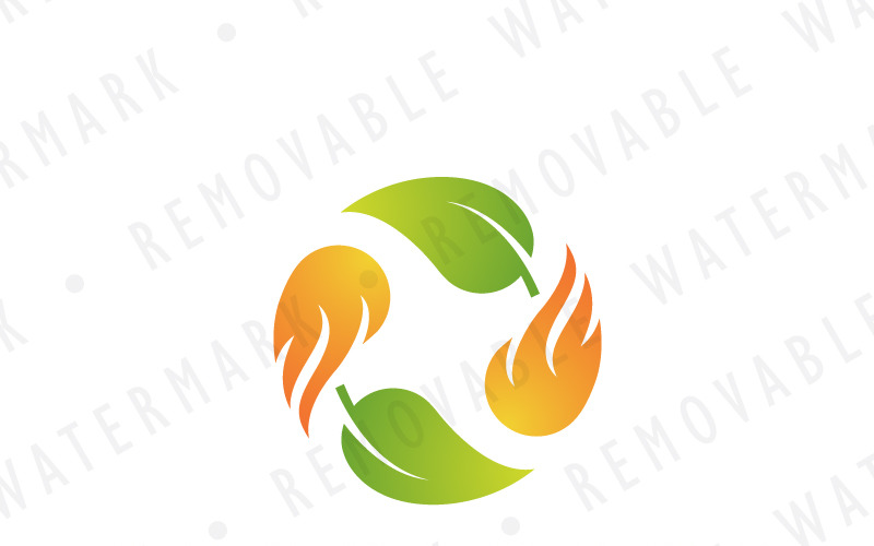 Modèle de logo de cycle de flammes et de feuilles
