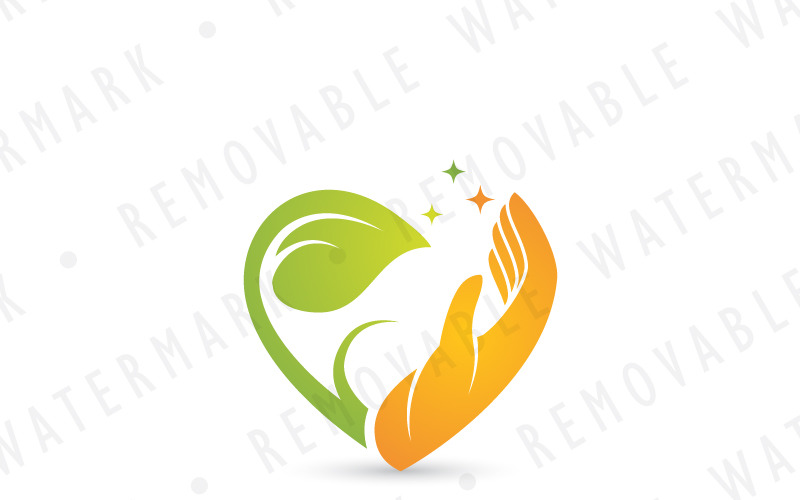 Download Шаблон логотипа "Natural Symbiosis Logo Template" / Natural Symbiosis Logo Template - Шаблон логотипа на тему графика ecology energy leaf medicine healthcare natural care love heart link hand human relationship healing symbiosis bond logo design template cure