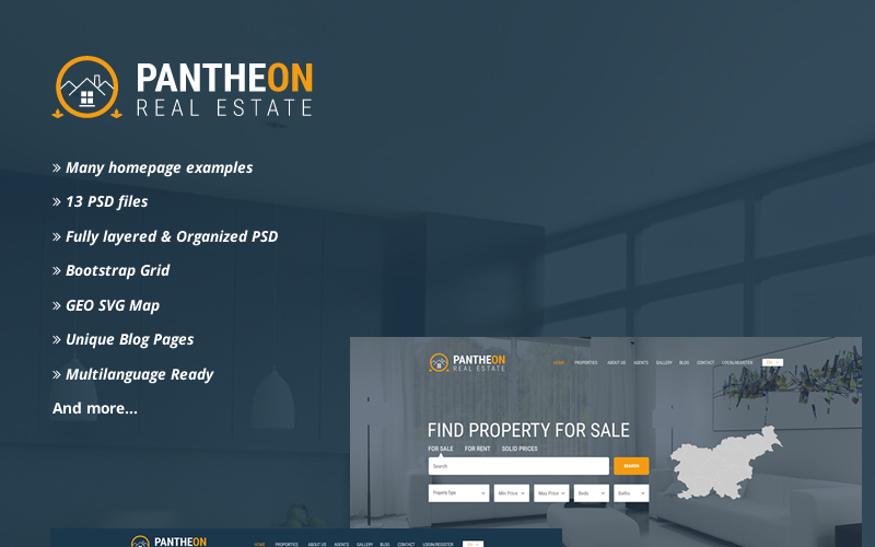 Pantheon Real Estate Directory Szablon PSD