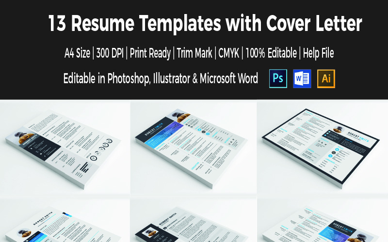 Download Резюме "13 в одном" / 13 s in One Resume Template - Резюме на тему графика resume cv coverletter creative curriculamvitae design template doc docx professional modern simple graphic a4 landscape portrait