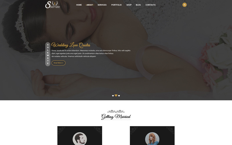 Download PSD шаблон "Solmate-Wedding & Celebration PSD Template" / Solmate-Wedding & Celebration PSD Template - PSD шаблон на тему свадебный салон atelier bridal store bride dress shop wedding blog ecommerce gallery news site template theme