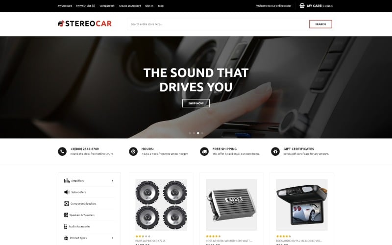 StereoCar - Tema de Magento para tienda de audio para coche