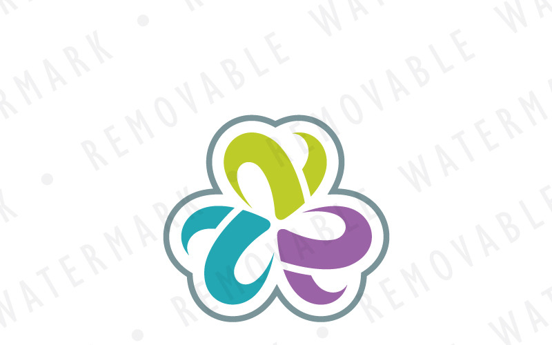 Download Шаблон логотипа "Synergy of Hearts Logo Template" / Synergy of Hearts Logo Template - Шаблон логотипа на тему графика love heart fusion abstract flower trade collaboration triangle triple cooperation knot synergy linked razor interlaced saw bond logo design template