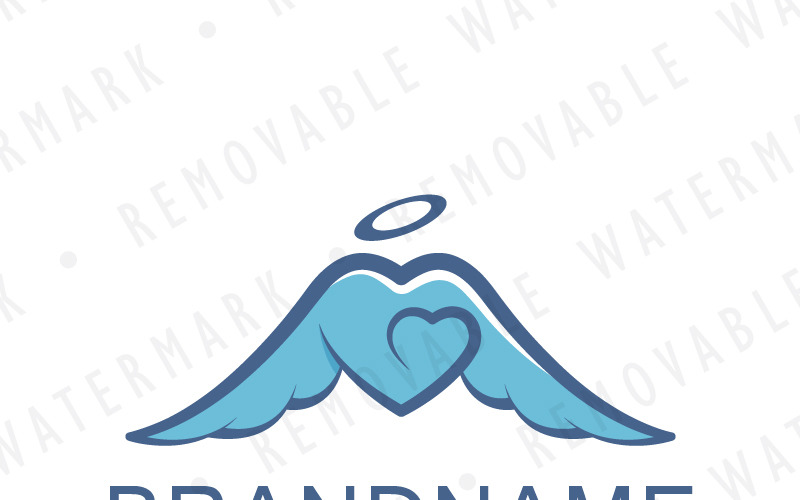 Download Шаблон логотипа "Angel Heart Logo Template" / Angel Heart Logo Template - Шаблон логотипа на тему графика wedding charity health care love healthy heart safety help feather angel halo wings freedom aid soul logo design template heaven