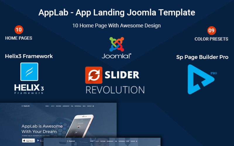 Applab-App Landing Joomla模板