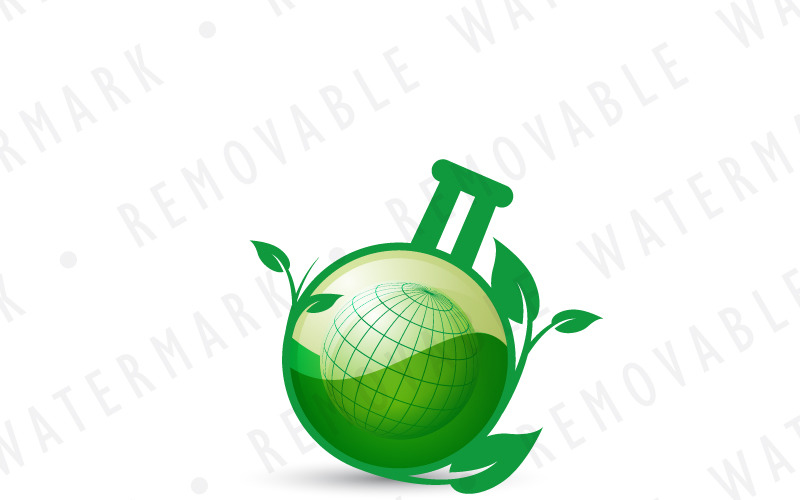 Download Шаблон логотипа "Eco Chemistry Logo Template" / Eco Chemistry Logo Template - Шаблон логотипа на тему графика green ecology leaf chemical industry fluid liquid flask lab global solution grow environment energy fuel fertilizer pharmacy logo design template