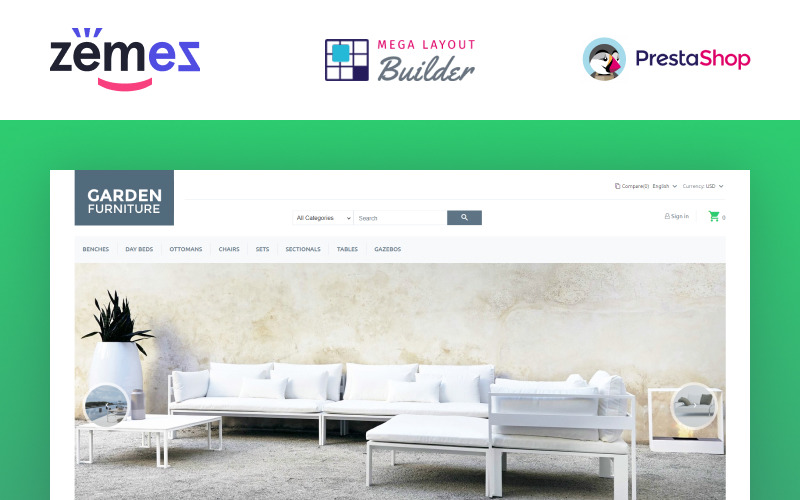 тема PrestaShop садовой мебели