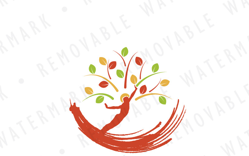 Download Шаблон логотипа "Human Tree Logo Template" / Human Tree Logo Template - Шаблон логотипа на тему графика tree leaf health life physical body growing living condition yoga meditation spa fitness organic natural human logo design template art
