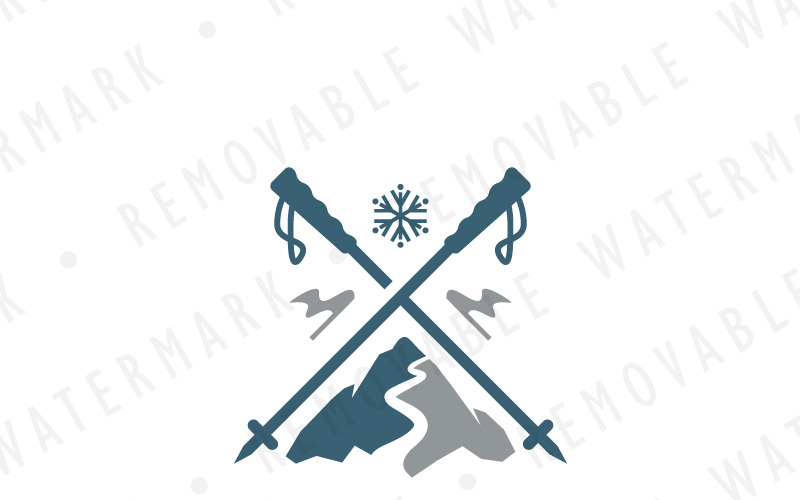 Download Шаблон логотипа "Mountain Ski Slope Logo Template" / Mountain Ski Slope Logo Template - Шаблон логотипа на тему графика flag fashion sport cross cold mountain snow ice road winter ski pinnacle slope alpine frozen frost resort logo design template