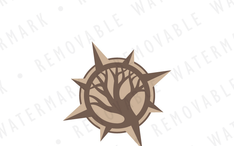 Download Шаблон логотипа "Old Wood Compass Logo Template" / Old Wood Compass Logo Template - Шаблон логотипа на тему графика tree nature travel compass direction arrow wood navigation guide marine journey old rose wooden worn exploration logo design template forest
