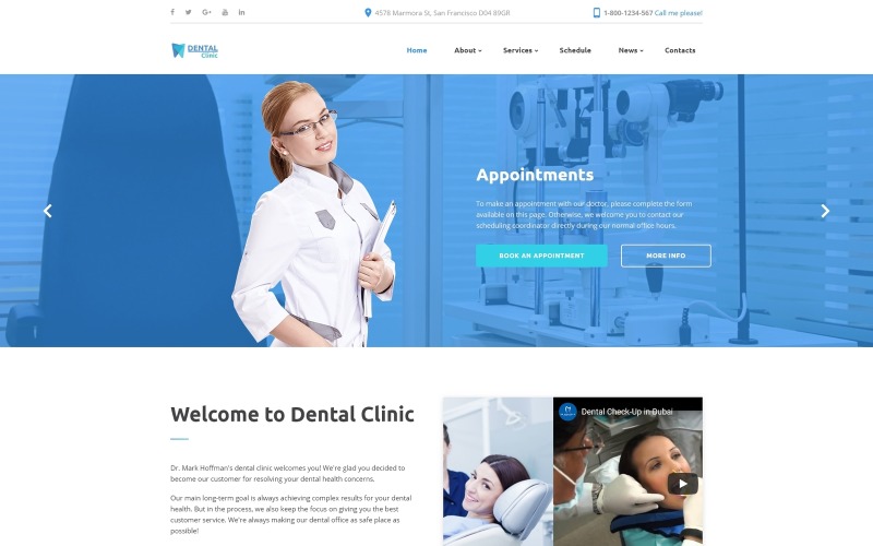 Адаптивный шаблон сайта стоматологической клиники
