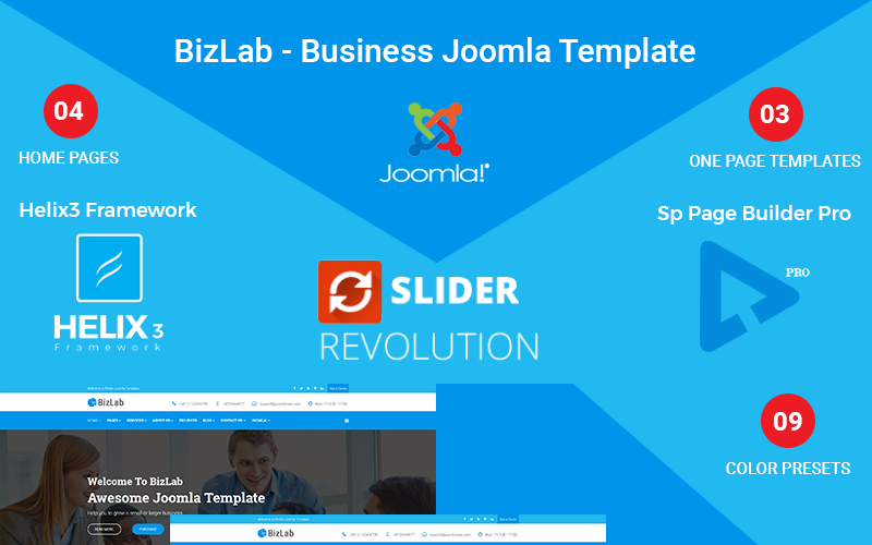 BizLab - Шаблон Joomla для бизнеса