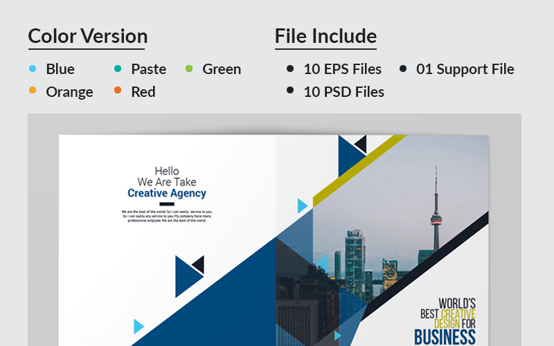 Download Фирменный стиль "Business Bi-Fold Brochure - Corporate Identity Template" / Business Bi-Fold Brochure - Corporate Identity Template - Фирменный стиль на тему графика a4 agency bi-fold bifold blue brochure business clean colorful company corporate creative design editable folding indesign key visual leaflet lifestyle